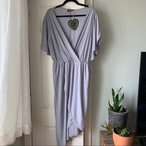 ASOS Club L Plus Asymmetric Dress With Flutter Sleeves